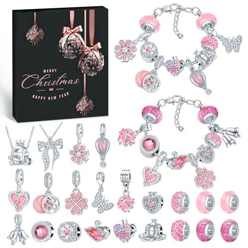 PITMT Calendario Avvento 2025 Donna Gioielli, Calendario Avvento Bambina Adolescente Bracciale Bambini Fai da Te, Calendari Avvento Braccialetti Collane Sorprese Regalo di Natale per Donna Ragazza