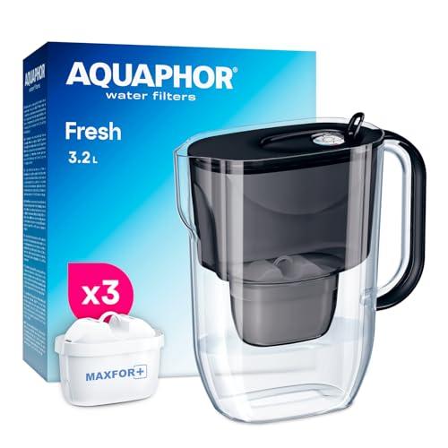 Aquaphor Fresh Caraffa Filtrante per Acqua con 3 Cartucce MAXFOR+ 200L - Nero