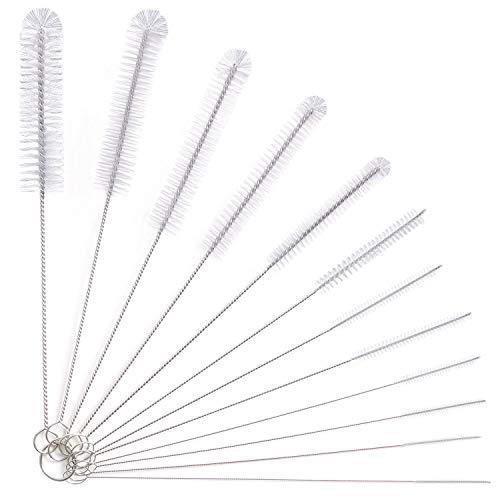 Vicloon Spazzolino per Bottiglie, 12Pezzi Spazzola di Pulizia Set Multiuso Spazzola Bottiglia per Tubo, Tastiera, Provetta, Bocca di Bollitore, Lavandino, Bottigliette, Macchina Caffè ECC (Bianca)