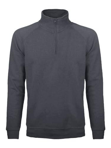 CHEMAGLIETTE! Felpa Uomo Mezza Zip - Maglia Tuta Felpata Cotone, Felpe da Lavoro Maglie Senza Cappuccio Tinta Unita Stampabili, Polsini in Costina Basic Neck Sweat