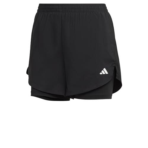 adidas Donna AEROREADY Made for Training Minimal Two-in-One Shorts, Black/White, M