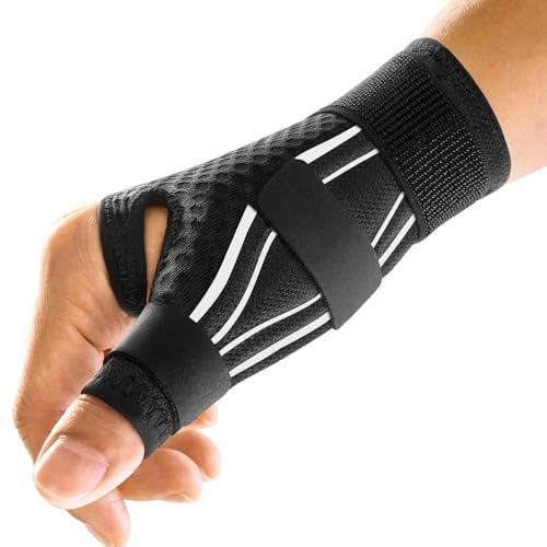 FREETOO Tutore Pollice Destro e Sinistro Ergonomico per Tendinite, Tutore per Rizoartrosi Pollice e Dito a Scatto, Supporto pollice per Sindrome di De Quervain, Frattura, Distorsione (S/M Bianco/Nero)