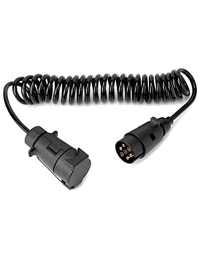 QWORK® 3 Metri 7 Pin Cavo di Prolunga Scheda Luce Rimorchio A Spirale Maschio a Femmina Presa Adattatore di Traino per Auto Caravan Camion