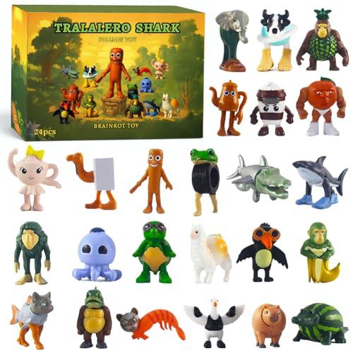 Dlishka Set Di Figurine Italian Brainrot,Tralalero Tralala,Shark,Scimmia E Altri Personaggi Meme Per Bambini E Adulti,Regalo Divertente Per Compleanno,Gaming E Amici. (G-24PCS)