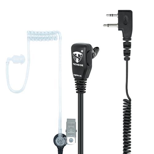 TechSide Microfono Auricolare Pneumatico Trasparente a 2 pin Midland | Per Radio ricetrasmittenti | Compatibile con G7 pro G8 G9 pro M24 M24 plus M48 M99 G6 XT G7 XTR | Vigilanza Sicurezza SoftAir
