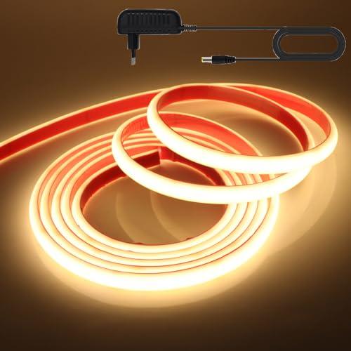 HEGEHE - 12V COB LED strisce al neon [1M, bianco naturale 4000-4500K], IP68 impermeabile, 320 LED/m flessibile FCOB LED Nastri CRI90+, tagliabile ogni 2,5cm, decorazione domestica