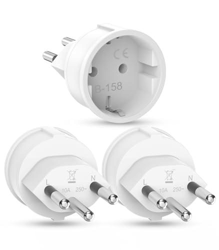 3 Pezzi Adattatore da Viaggio Svizzera, Adattatore da Viaggio Italia in Svizzera, Adattatore da Presa EU a Spina Tipo J, Adattatore Presa Svizzera per Maldive, Ruanda, Liechtenstein