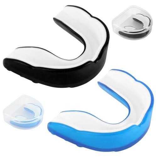2 pezzi paradenti sportivi grondaia dentale in silicone per boxe MMA Rugby Hockey Taekwondo, regolabile e confortevole, con scatola di immagazzinamento, protezione denti e mascelle