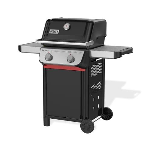 Weber Spirit E-210 barbecue a gas, 2 bruciatori, 51 x 46 cm superficie di cottura, griglia di mantenimento, termometro integrato, 2 ruote - Nero/Argento (1500835)