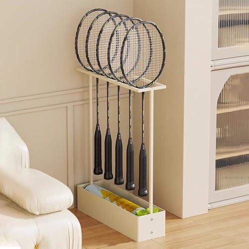 Rastrelliera Racchetta Tennis Supporto Verticale per Racchette da Badminton, Salvaspazio per Attrezzature Sportive, Organizer Angolare per Racchette da Tennis per Scuola, Camera da Letto, Soggiorno(Wh