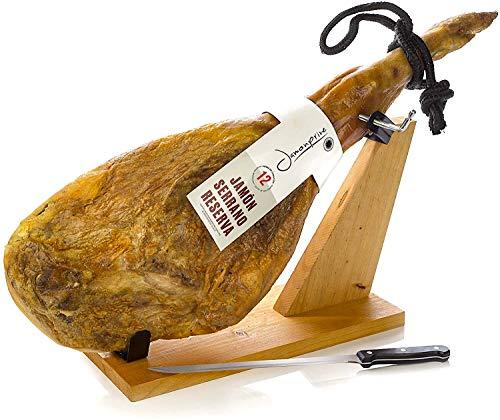 Prosciutto Spagnolo Serrano Riserva Duroc + Porta Prosciutto + Coltello 6.5-7 Kg - Jamon Serrano Crudo Jamonprive