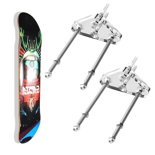xyuayamz Supporto per Skateboard, Snowboard Wall Mount, Porta Longboard Parete, Skate Porta Sci per Skateboard, Longboard Display e Stoccaggio, Salvaspazio, Acrilico, 2 Pezzi, Trasparente