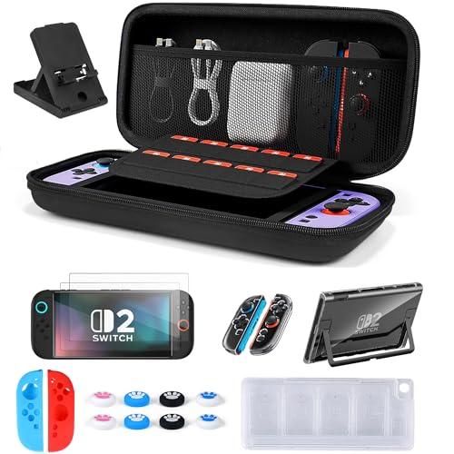 Custodia per Nintendo Switch 2 2025 Console - Portatile Borsa da Viaggio Trasport con 10 Cartucce di Gioco & Pellicola Protettiva - Trasparente Cover Rigida per Nintendo Switch 2 Console & Accessori