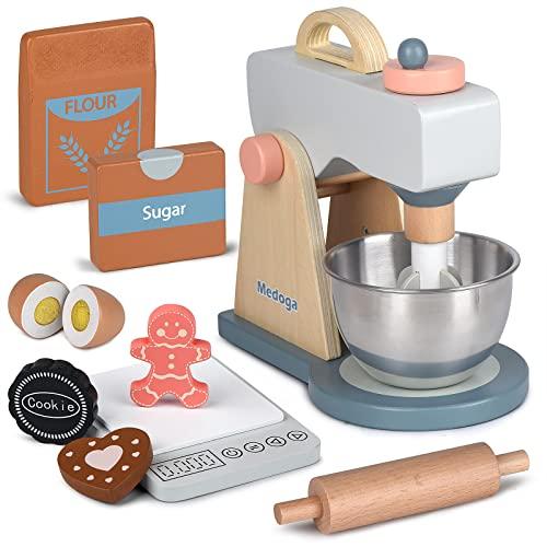 Set di giocattoli in legno per bambini e bambine, a forma di accessori per cucinare e mixer, per giochi di ruolo (set con mixer)