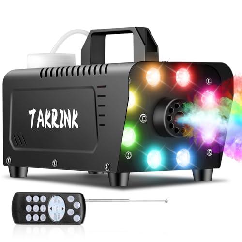 TAKRINK Macchina per Fumo, 900W Macchina della Nebbia con 8 Luci LED RGB, 16 Colori e Telecomando Wireless, per Feste, Matrimoni, Discoteca, Matrimonio Halloween Natale