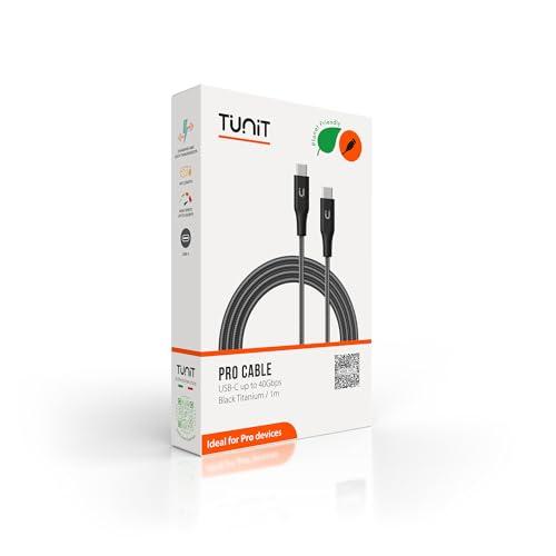 Cavo di ricarica e trasferimento Tunit USB-C/USB-C USB4 40Gbps 240W - 1m - Titanio Nero