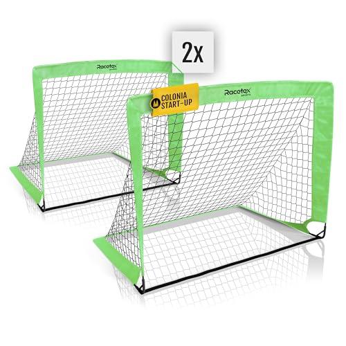 Racetex set di 2 porta calcio bambini - porte da calcio incluse in una pratica borsa per il trasporto - Versione con [ASTE RINFORZATE CON FIBRA DI VETRO] - porta da calcio per bambini per il giardino