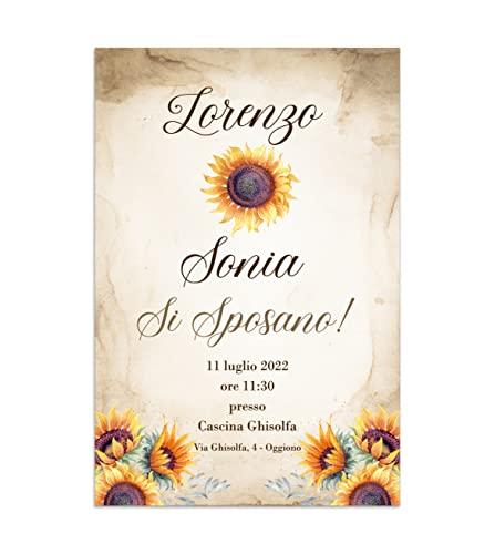 Partecipazioni matrimonio girasole inviti nozze girasoli 10 pz