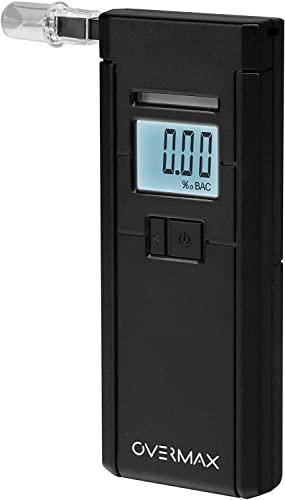 Overmax AD Etilometro Digital Professionale Sensore Elettrochimico Calibrazione Un'elevata Precisione Di Misurazione Fino A 0,07‰ Tempo Di Risposta 5s Alert Indicator Rosso E Suono 3 Boccagli