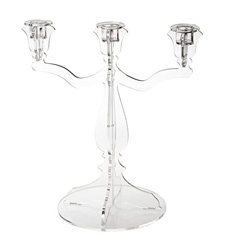 Candelabro portacandela in vetro acrilico – Elegante candeliere design trasparente – Stile moderno che riprende una la forma classica (3 Fiamme)