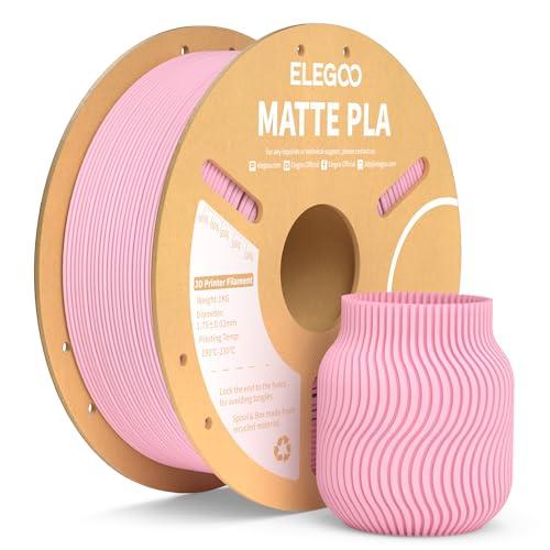 ELEGOO Filamento PLA Matte Rosa Sakura 1 kg, 1,75 mm, Opaco PLA Filamento per Stampante 3D, precisione di misurazione +/- 0,02 mm, adatto per maggior parte delle stampanti 3D FDM