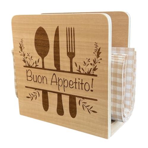 Portatovaglioli da tavola in legno, idea regalo cucina, portatovaglioli moderno, idea regalo nuova casa, portatovaglioli di design, artigianale (Buon Appetito!)