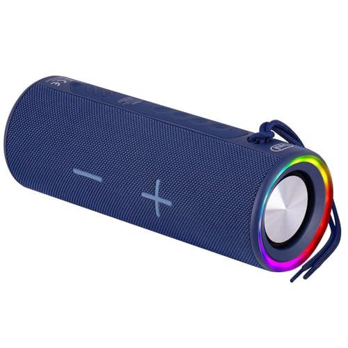 Trevi XR 8A35 Speaker Wireless 20W, Altoparlante Portatile con USB e Micro SD, AUX-IN, Funzione TWS, Luci Disco, Audio Potente e Resistenza all'Acqua IPX4, Batteria Ricaricabile, Blu
