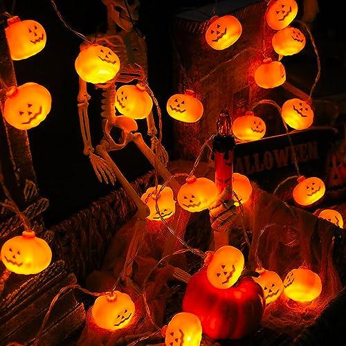 Luci Halloween, Luci Led a Batteria, Zucca Halloween, Halloween Decorazioni，3 Metri 20 LED, IP65 Impermeabile Luci Zucca Halloween per Addobbi Halloween Casa