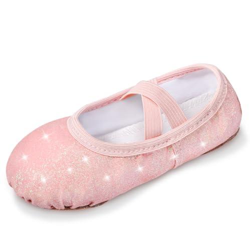 Comfyouth Scarpe da Balletto da Bambina, con Brillantini, Suola Divisa, Scarpe da Balletto, Senza Cravatta, per Ginnastica, Danza Pratica