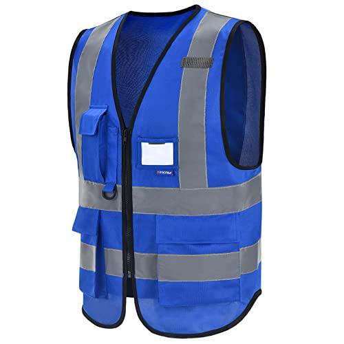 Gilet di Sicurezza Antinfortunistici Alta Visibilità con tasche Giacca da lavoro riflettente ad alta visibilità Gilet riflettente con cerniera