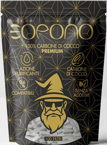EOPONO® 100 Filtri Carbone Attivo Ø6mm Doppia Ceramica-Filtraggio Ottimizzato-Carbone di Cocco Naturale-Compatibili Slim