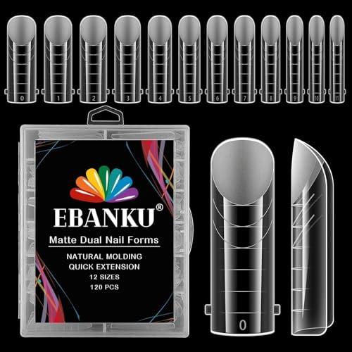 EBANKU 120PCS Unghie Finte Nail System Dual Nail Form Matte Quadrate Sistema per Unghie Strumenti per Manicure per Unghie con Scala Graduata