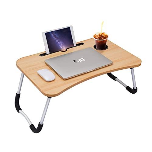Tavolino da Letto Marrone Colazione Pieghevole Tavolo Letto Regolabile e Portatile per Laptop PC Supporto Notebook Computer Tablet 60x40x28cm (Marrone)