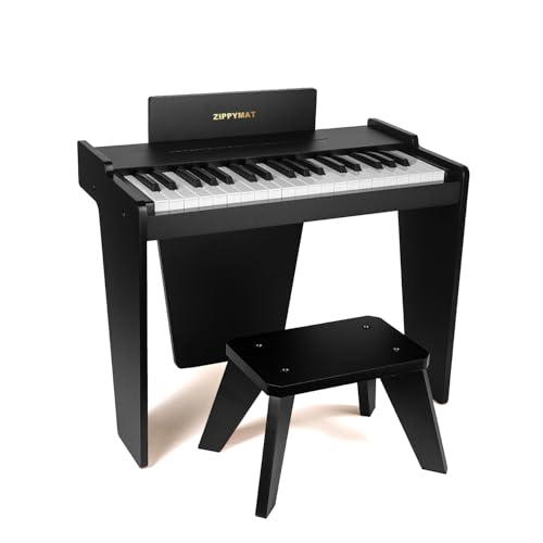 ZIPPY MAT Tastiera per bambini, pianoforte digitale a 37 tasti per bambini, strumento educativo musicale, pianoforte in legno per 3+ ragazze e ragazzi (Nero Basic)