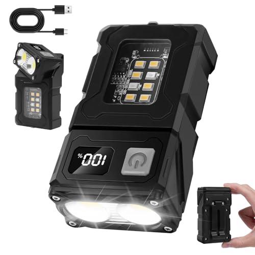 Flintronic Mini Lampada da Lavoro, 1 Pezzi COB Lampade Ruotabile di ispezione,Ricaricabile Ttramite USB C, Lampada portatile per Auto/Campeggio/Home e di Emergenza Uso