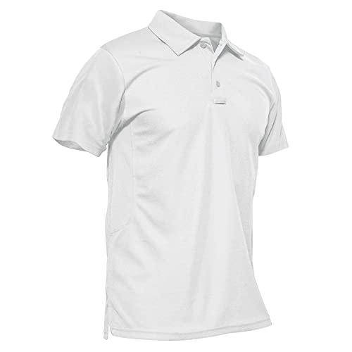 KEFITEVD Maglie da Golf da Uomo Polo Quick Dry T-Shirt Leggere e Traspiranti Top Estivi a Maniche Corte,Bianco,XL