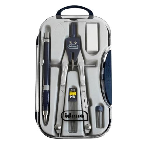 Idena 20065 - Set Compasso, 5 pezzi, con mina di ricambio, matita meccanica, mina di ricambio (HB), gomma, 1 set