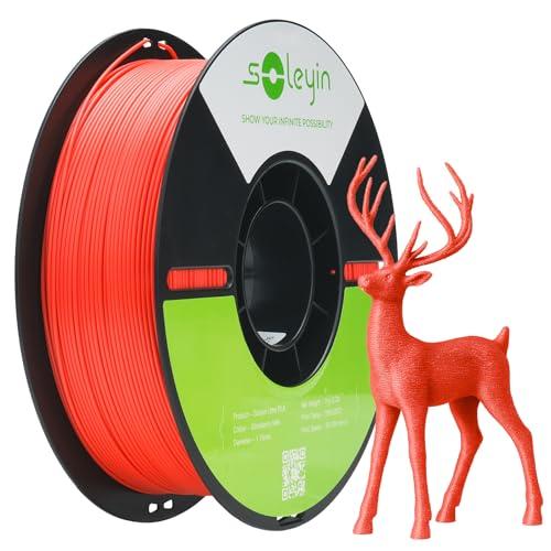 SOLEYIN Filamento PLA 1,75 mm per Stampanti 3D, Filamento Ultra PLA Veloce, 1 kg (2,2 libbre), Precisione Dimensionale +/- 0,02 mm, Alta Velocità 30-300 mm/s(#Rosso Fragola)
