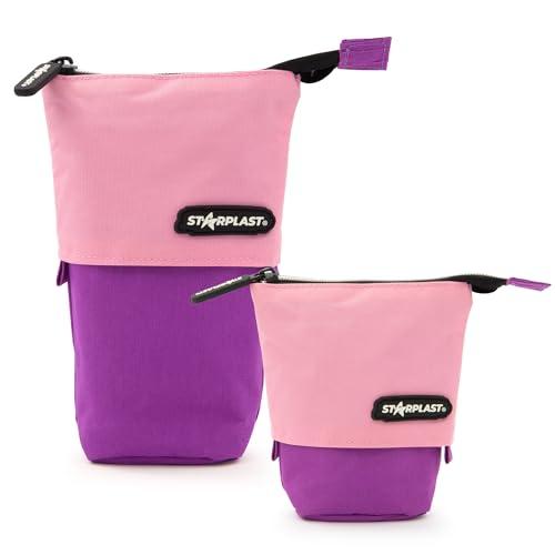 Starplast Astuccio scolastico telescopico 1 cerniera, design estensibile organizza matite, penne o anche come beauty case. con motivo stampato e liscio per ragazzi e ragazze, Rosamorato, Rosamorato