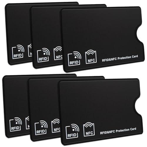 6 Pezzi Custodia Carta di Credito RFID Protection Carte,Porta Carte di Credito Anti-frode,Custodie per Carte di Credito,Isolamento Chip Contactless RFID e Radio NFC,Porta Bancomat Schermato(Nero)