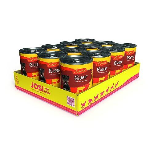 JosiDog Manzo in salsa (12 x 415 g) | cibo per cani fine con manzo in salsa con vitamina D3 ed E | cibo umido di alta qualità per cani adulti | mangime completo | Powered by JOSERA | Confezione da 12