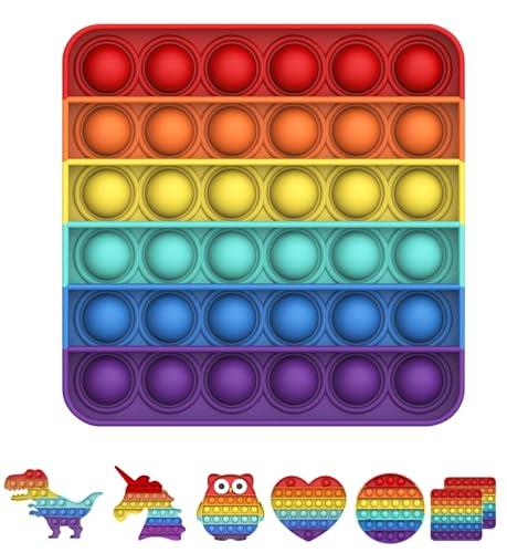 BDwing Silicone Push Bubble Sensory Pop Fidget Toy, Durevole Giocattolo Arcobaleno per Antistress, Giocattolo Sensoriale per Alleviare l'ansia, Adatto Bambini, Famiglia e Amici(Multicolore, Quadrato)
