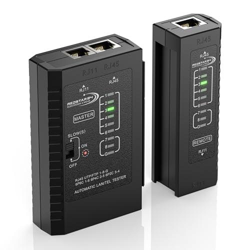 RedStar24 Tester di Rete - Tester Cavi LAN con RJ11, RJ12, RJ45 per Patch - LED di Prova per Test Precisi e Verifica di LAN e Cavo di Rete - Ideale per Test Cavi Patch e Linee