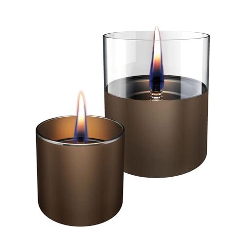 Tenderflame - Set con 2 candele da tavolo ricaricabili Lilly 8 & 10 - Chocolate