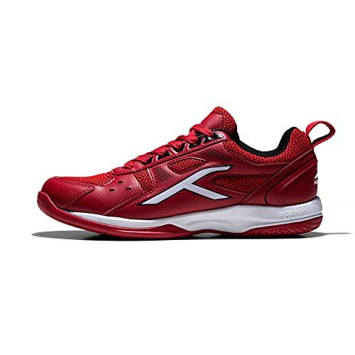 HUNDRED Scarpe da badminton professionali antitraccia Raze per uomo | Materiale: ecopelle | Adatto per tennis indoor, squash, ping pong, basket e paddle (rosso/bianco, taglia: EU 42, UK 8, US 9)