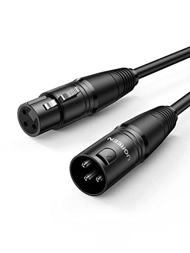 UGREEN Cavo XLR Bilanciato Microfono Maschio a Femmina Cannon per Micro Scheda Audio Alimentazione Phantom Altoparlante Registratore Attrezzatura Banco di Missaggio (10M)
