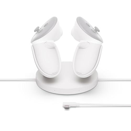 Base di ricarica compatta per Meta Quest – Compatibile con 3/3S – Lungo cavo di ricarica per il visore – Ricarica wireless per i controller Touch Plus