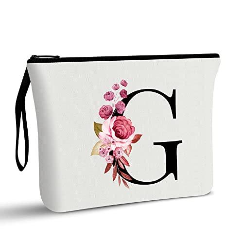 Beauty case personalizzato dalla A alla Z, regalo di compleanno per donne e mamme, regalo per la migliore amica, borsa cosmetica per sposa e damigella d'onore, Signore (G)