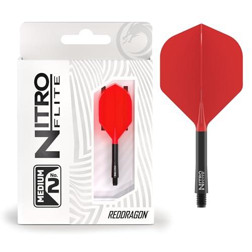 RED DRAGON Darts – Nitro Flite Integrato Sistema di Volo e Albero – No.2 Forma e Design – Nero & Rosso Colore, Media Lunghezza