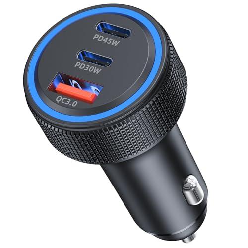 3 Porte Accendisigari Usb,93W Total Presa Caricatore Auto Usb C PD&QC3.0, Ricarica Rapida per iPhone iPad Samsung Huawei Xiaomi Tavolettaetc